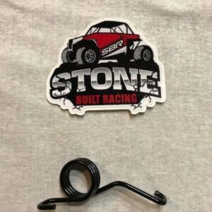 Racing sticker and black metal spring.